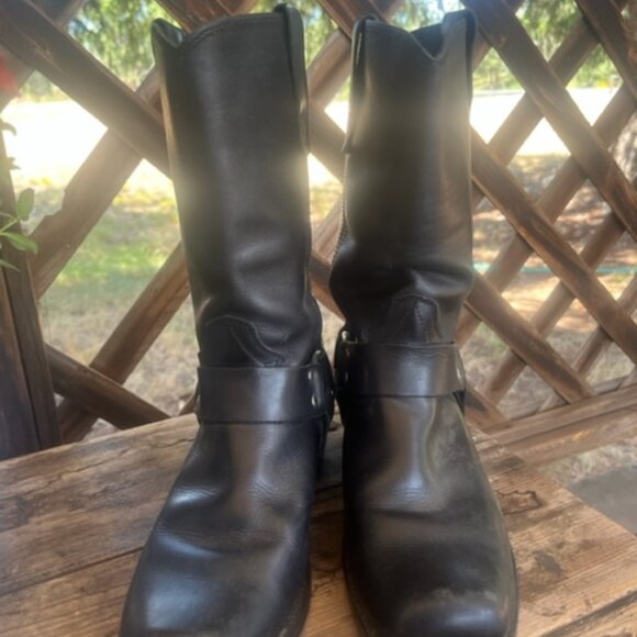 Unisex Square Toe Durango Black Leather Boots - Picture 2 of 5